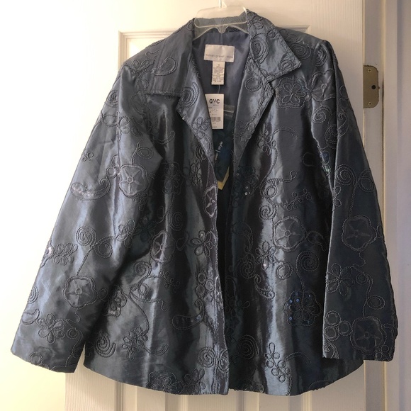 Susan Graver Jackets & Blazers - Pewter Blue Dressy Jacket